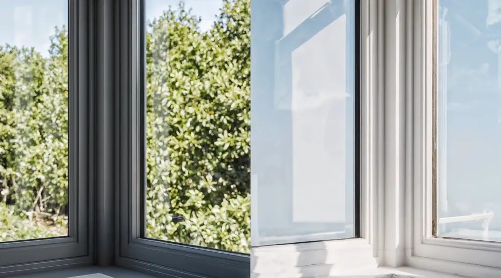 A visual comparison of sleek aluminium windows vs uPVC windows, showing the profile thickness and finish differences for a modern South African home renovation.