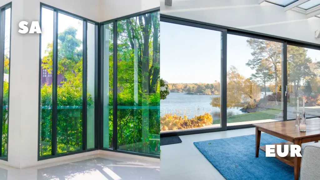 European-style and standard South African aluminium window profiles compared