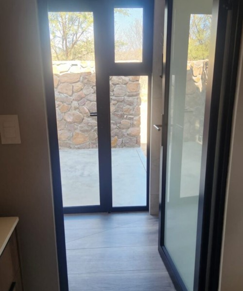 Hinged-Single-Door-with-white-trans-glass-in-black-3